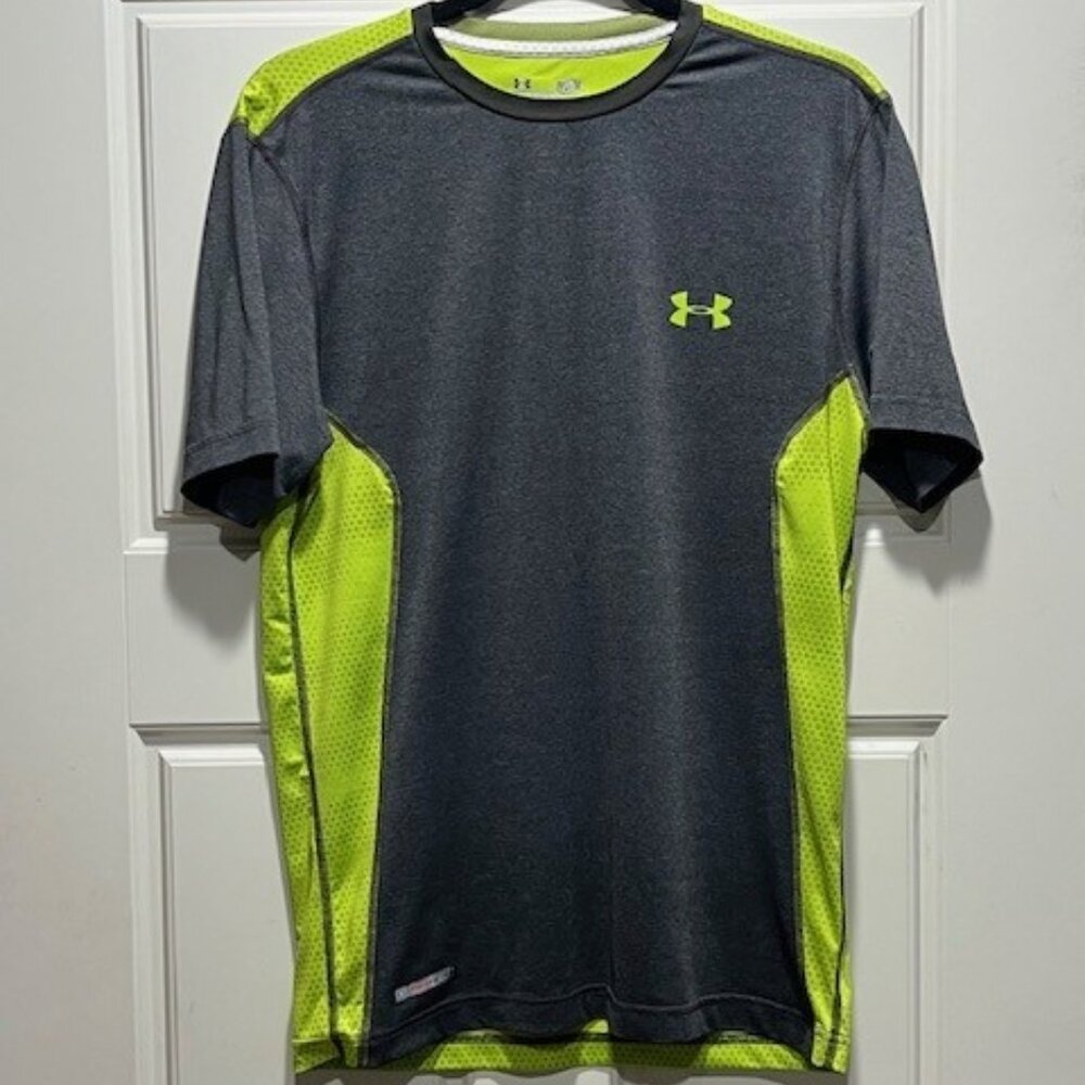 Under Armour Men’s Fitted HeatGear Shirt – Lime Green & Gray